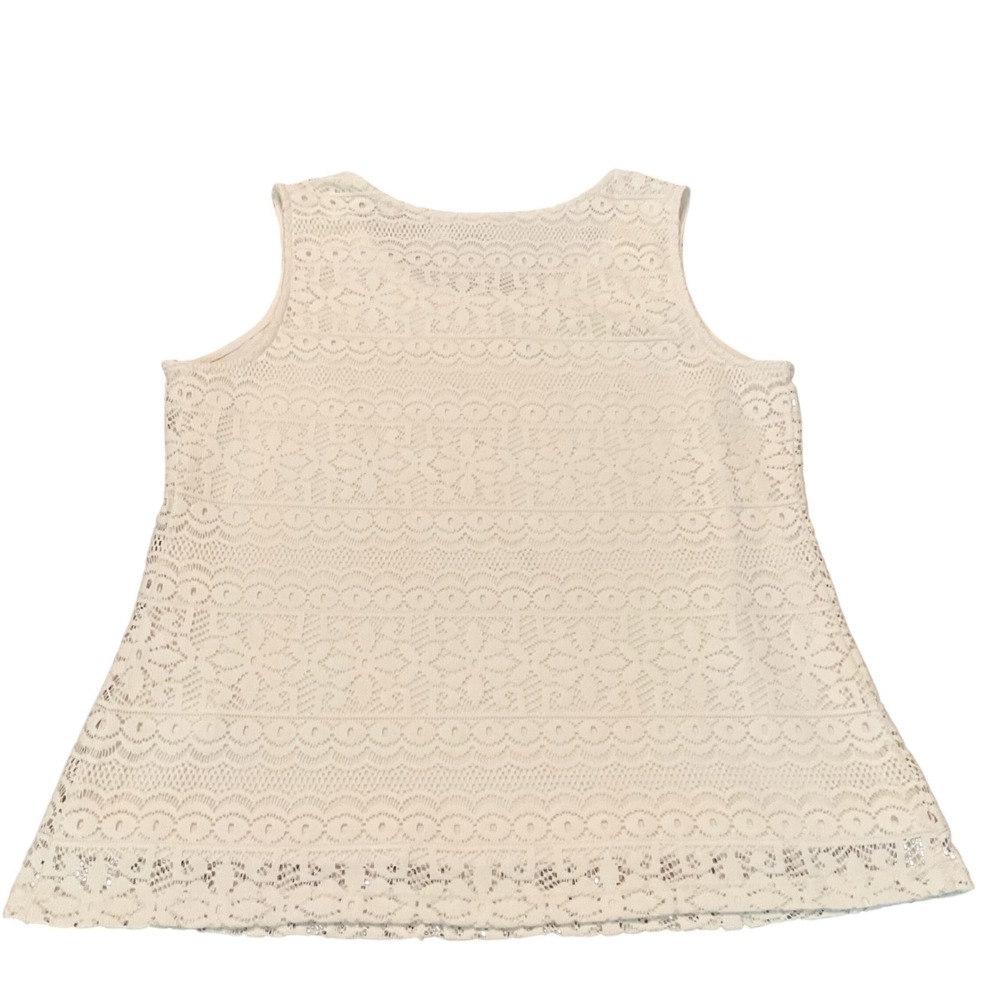 Susan Graver Lace Tank Top Womens Medium Cream Floral Sleeveless Boho Romantic - Picture 9 of 10